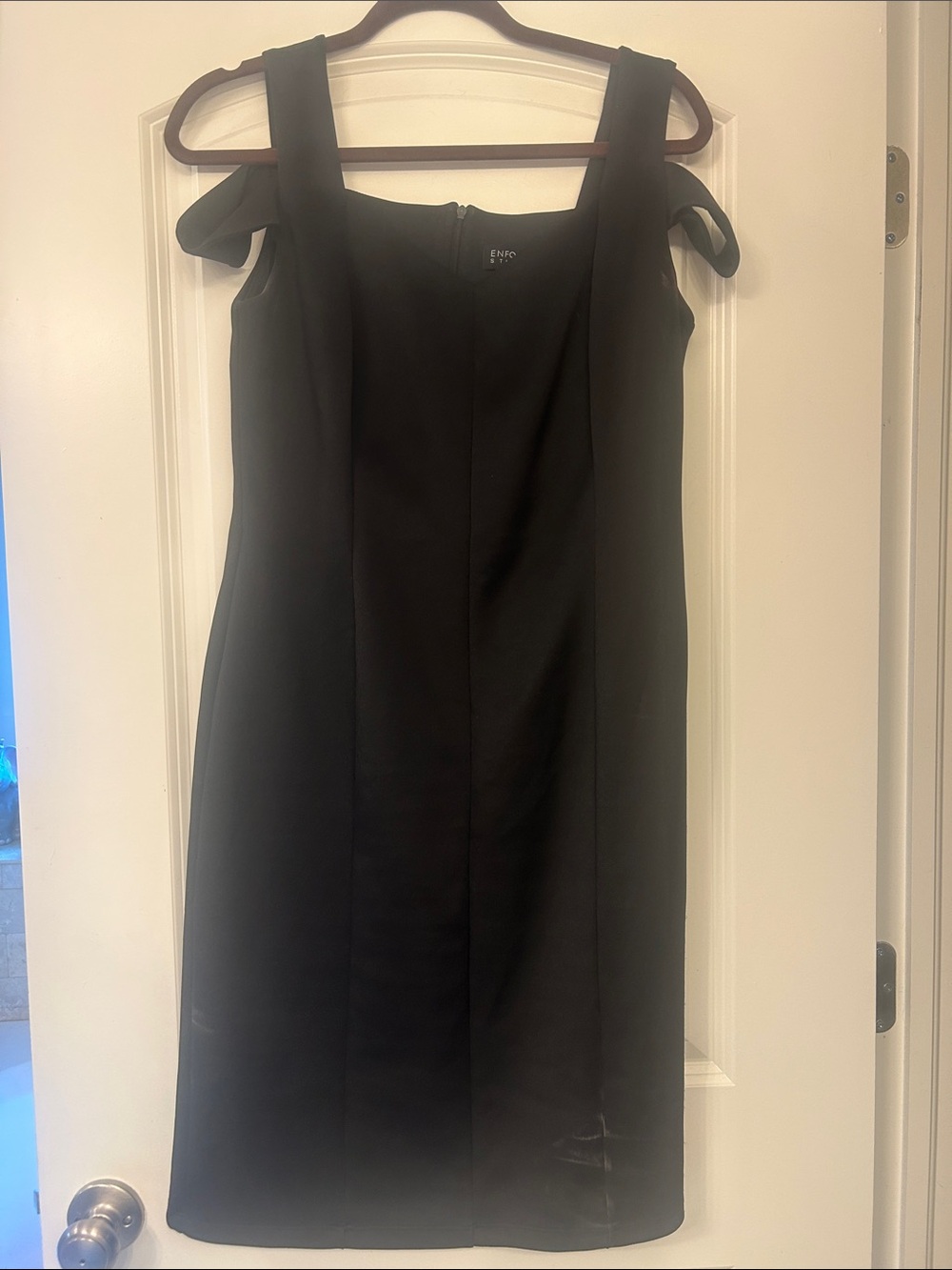 Enfocus Studio Black Midi Sheath Dress with Shoulder Ties